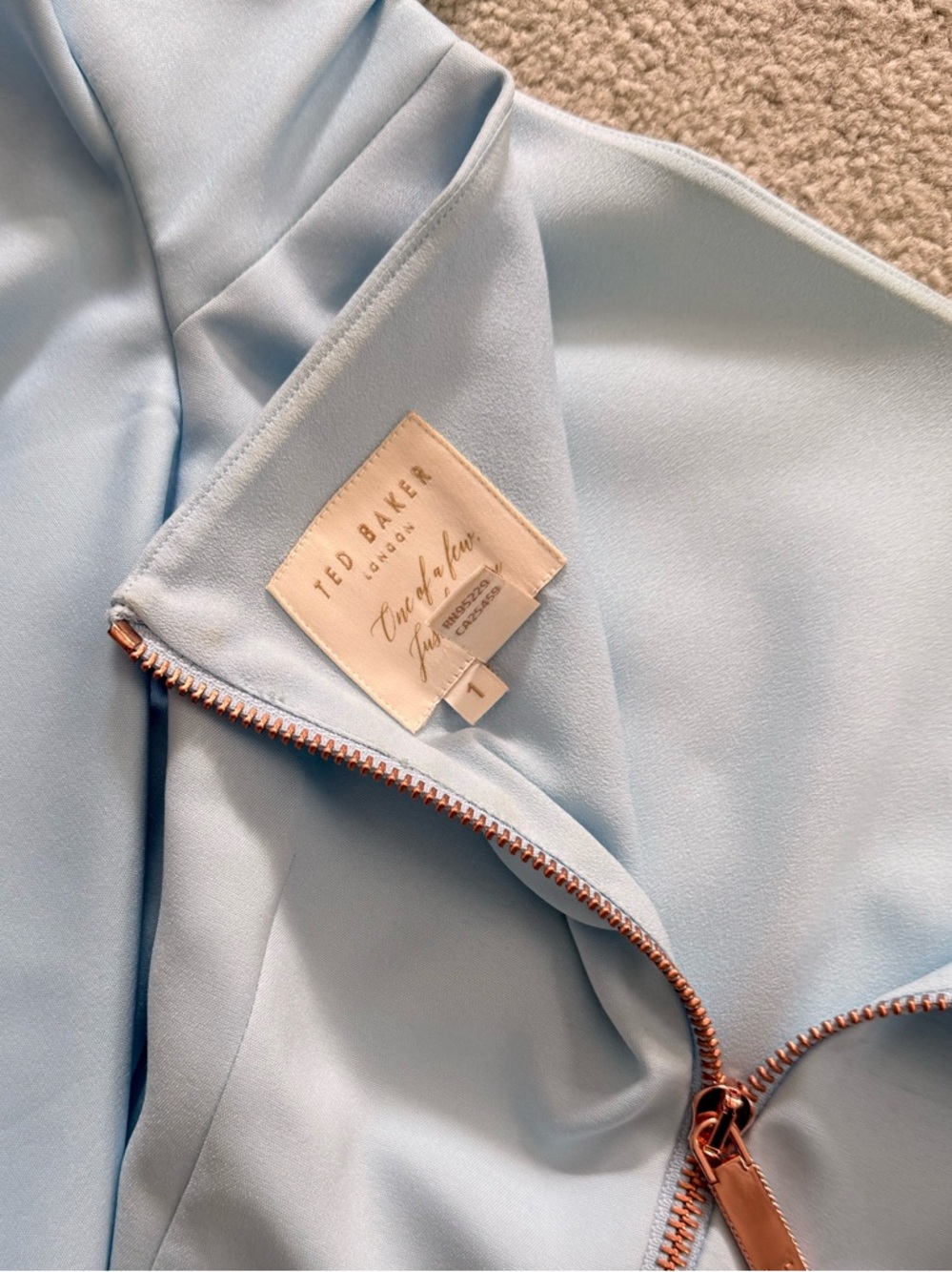 Ted Baker London Light Blue Floral Off-Shoulder Midi Dress with Pink Blossom - Picture 3 of 5